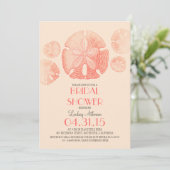 エレガントなヴィンテージの砂ドルのビーチのブライダルシャワー 招待状 (スタンド正面)