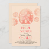 エレガントなヴィンテージの砂ドルのビーチのブライダルシャワー 招待状 (正面/裏面)