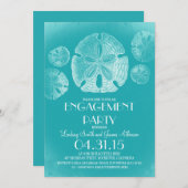 エレガントなヴィンテージの砂ドルのビーチの婚約パーティ 招待状 (正面/裏面)