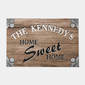 エレガントなヴィンテージの素朴な木製のカスタムな姓 ドアマット (正面)