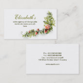 エレガントなヴィンテージの花のピンクの白い名刺 名刺 (正面/裏面)