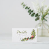 エレガントなヴィンテージの花のピンクの白い名刺 名刺 (スタンド正面)