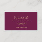 エレガントなヴィンテージの花のモノグラムの金ゴールドおよび紫色 名刺 (裏面)
