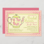 エレガントなヴィンテージの花の茶ブライダルシャワー 招待状 (正面/裏面)