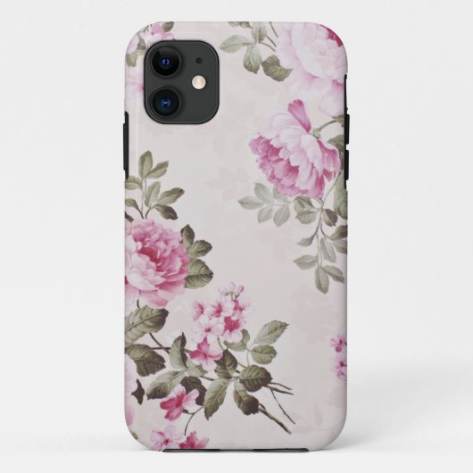 エレガントなヴィンテージの花柄のばら色のiPhoneの箱 Case-Mate iPhoneケース (裏面)