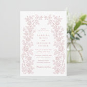 エレガントなヴィンテージの花柄フレーム ダスティローズ ウェディング 招待状 (スタンド正面)