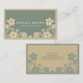 エレガントなヴィンテージの花柄及び水玉模様の名刺 名刺 (正面/裏面)