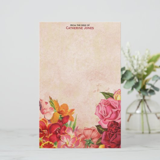 エレガントなヴィンテージの花柄|のヴィンテージの紙|のカラフル 便箋 (スタンド正面)