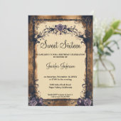エレガントなヴィンテージの花柄 スイート16 誕生日招待状 招待状 (スタンド正面)