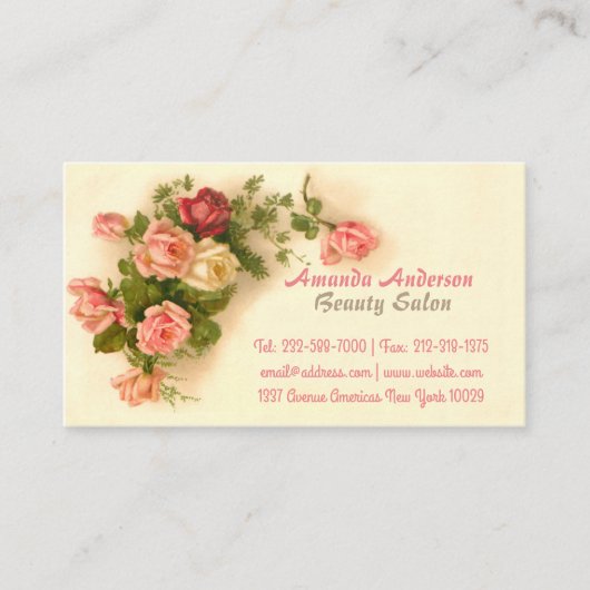 エレガントなヴィンテージの花柄 名刺 (正面)