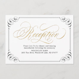 エレガントなヴィンテージの花飾りカリグラフィー受付 エンクロージャーカード