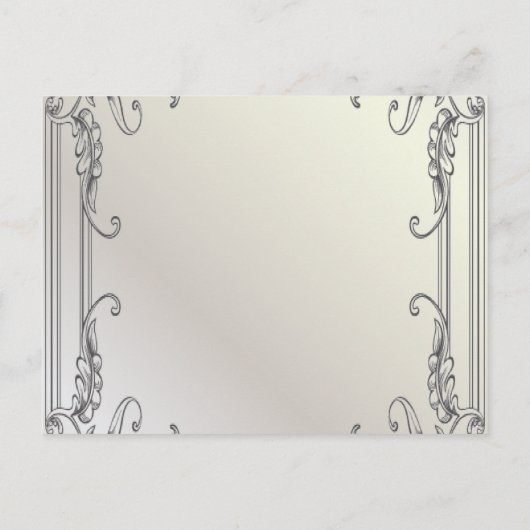 エレガントなヴィンテージの花飾りピーコック Save the date 案内ポストカード (裏面)