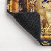 エレガントなヴィンテージの茶色の青のモノグラム マウスパッド (コーナー)