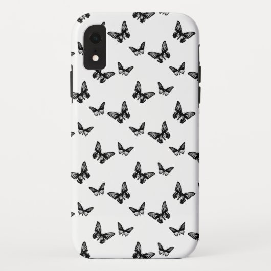エレガントなヴィンテージの蝶パターンB&W Case-Mate iPhoneケース (裏面)