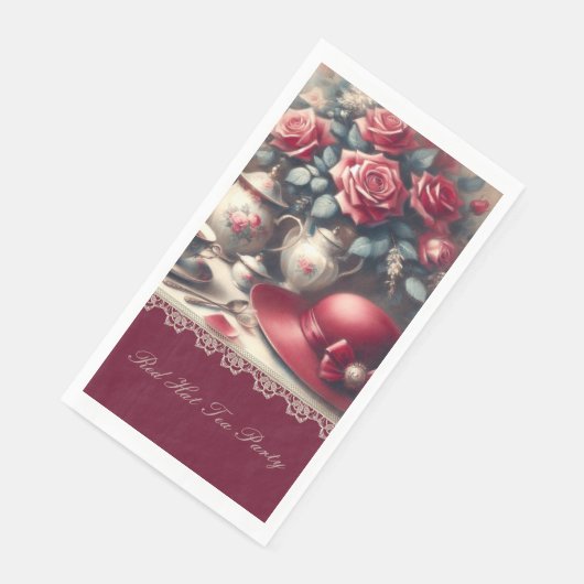 エレガントなヴィンテージの赤いバラの帽子のお茶会 (コーナー)