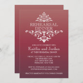 エレガントなヴィンテージの赤い華麗さのリハーサルの夕食 招待状 (正面/裏面)