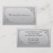 エレガントなヴィンテージの銀のダマスク織の名刺 名刺 (正面/裏面)