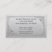 エレガントなヴィンテージの銀のダマスク織の名刺 名刺 (裏面)