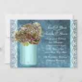 エレガントなヴィンテージの青いアジサイのメーソンジャーの結婚式 招待状 (裏面)