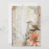 エレガントなヴィンテージの鳥と花の70歳の誕生日 招待状 (裏面)