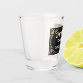 エレガントなヴィンテージの黒の金ゴールドの卒業のモノグラム ショットグラス (左)