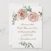 エレガントなヴィンテージの2つのピンクのバラのクリスチャンウェディング 招待状 (裏面)