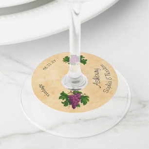 エレガントなヴィンテージのPurpeのブドウ の名前をカスタムするの結婚 ワイングラスタグ