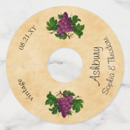 エレガントなヴィンテージのPurpeのブドウ|の名前をカスタムするの結婚 ワイングラスタグ