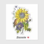 エレガントなヴィンテージイエローひまわりブーケ シール (シート)