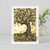 エレガントなヴィンテージオータムツリー 美しい装飾 箔シーズンカード (立ち正面)