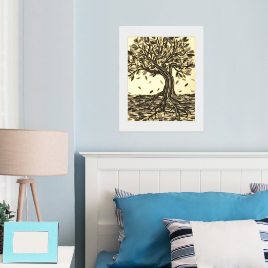 エレガントなヴィンテージオータムツリー 美しい装飾 箔ポスター (インサイチュ (寝室))