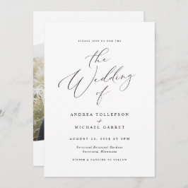 エレガントなヴィンテージカリグラフィー写真ウェディング 招待状