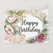 エレガントなヴィンテージガーデンのお誕生日おめでとう花 ポストカード (正面)