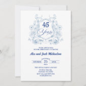 エレガントなヴィンテージクラスト 45周年結婚記念日 招待状 (正面)