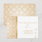 エレガントなヴィンテージクリームゴールド カスタムRSVP 出欠カード (正面/裏面)