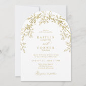エレガントなヴィンテージゴールドアーチボタニカルウェディング 招待状 (正面)
