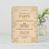 エレガントなヴィンテージゴールド2025卒業パーティー 招待状 (スタンド正面)