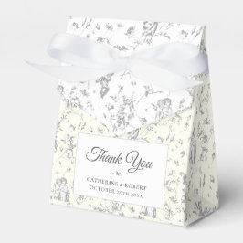 エレガントなヴィンテージシック グレーエンジェル トワル ウェディング フェイバーボックス
