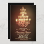 エレガントなヴィンテージシャンデリアのエンゲージメントパーティー招待状 招待状 (正面/裏面)