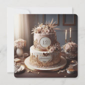 エレガントなヴィンテージスタイルのアニバーサリーケーキのメッセージ (正面)