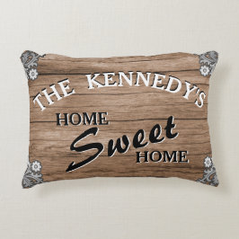 エレガントなヴィンテージスタイルの木製オーダーメイドファミリー名 アクセントクッション