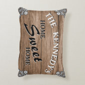 エレガントなヴィンテージスタイルの木製オーダーメイドファミリー名 アクセントクッション (裏面(縦))