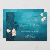 エレガントなヴィンテージスタイルの花飾り Save The Date セーブザデート (正面/裏面)