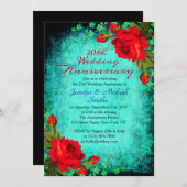 エレガントなヴィンテージターコイズの結婚記念日 招待状 (正面/裏面)