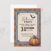 エレガントなヴィンテージハロウィンパーティーの招待状 – エディタ 招待状 (正面/裏面)