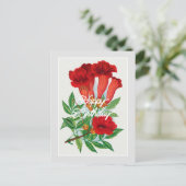 エレガントなヴィンテージビグノニアの花 ハッピーバースデー ポストカード (スタンド正面)