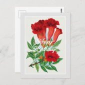 エレガントなヴィンテージビグノニアの花 ハッピーバースデー ポストカード (正面/裏面)