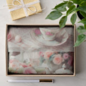 エレガントなヴィンテージピンクのバラとティーポット 薄葉紙 (ギフト)