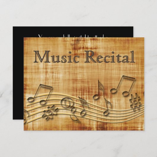 エレガントなヴィンテージユニセックスな音楽演奏会の招待状 招待状 (正面/裏面)
