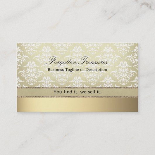 エレガントなヴィンテージライト金ダマスク織 名刺 (正面)